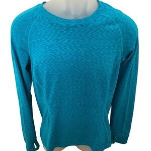REI Athletic Shirt Space Dye Blue Thumbhole Activewear Women M Medium